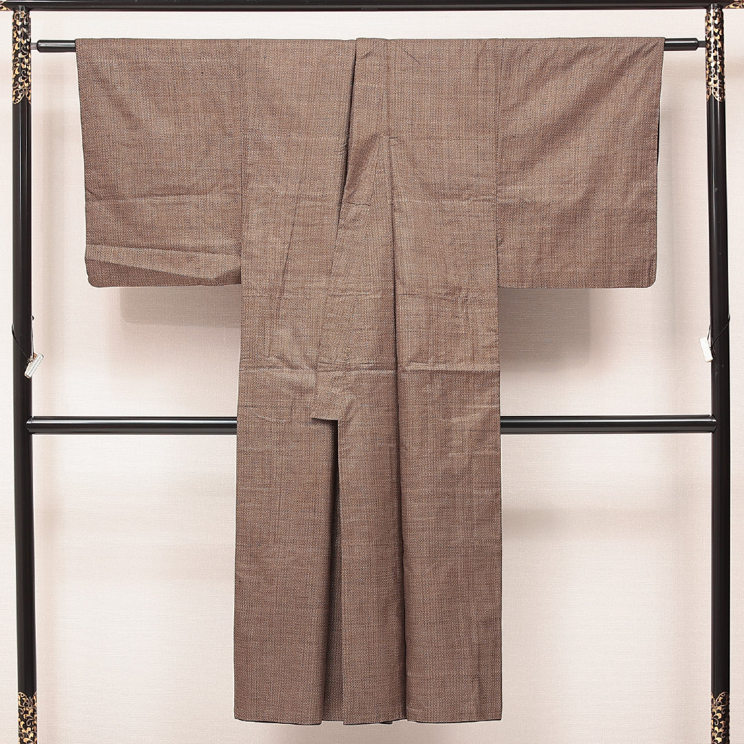 男着物 (大島紬) 袷 身丈137cm 裄丈64cm 正絹 Aランク インフォーマル 棒衿 Sサイズ 西郷 茶系 RP 1224-17187