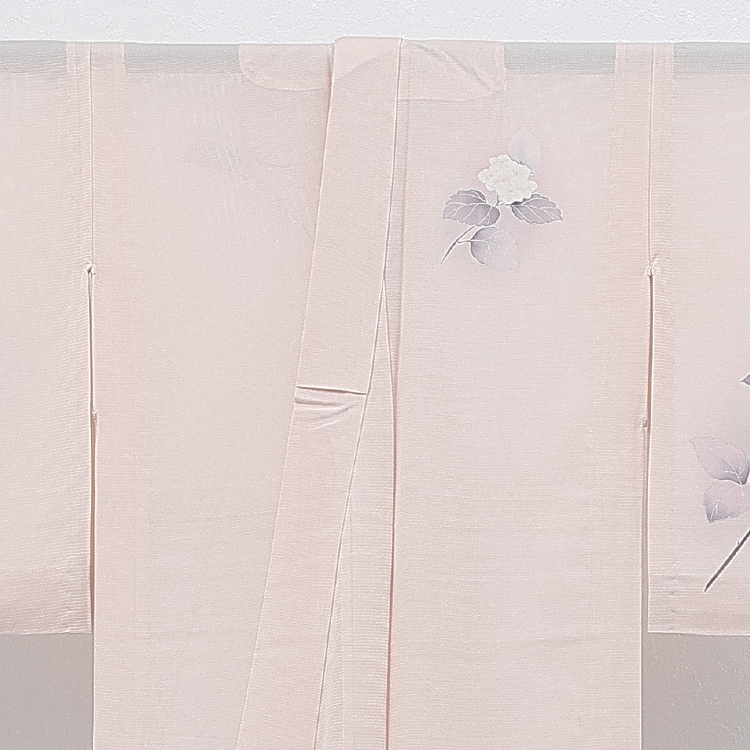 夏物 付下げ 絽 身丈157cm 裄丈62cm 正絹 Aランク インフォーマル バチ衿 XSサイズ 紫陽花 ピンク系 RP 1218-17265