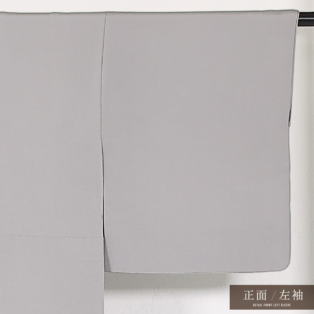 色無地 袷 身丈159cm 裄丈63cm 正絹 Sランク 一つ紋 (梅鉢) セミフォーマル 広衿 Sサイズ 証紙 葡萄唐草文 グレー系 RP 1219-17413