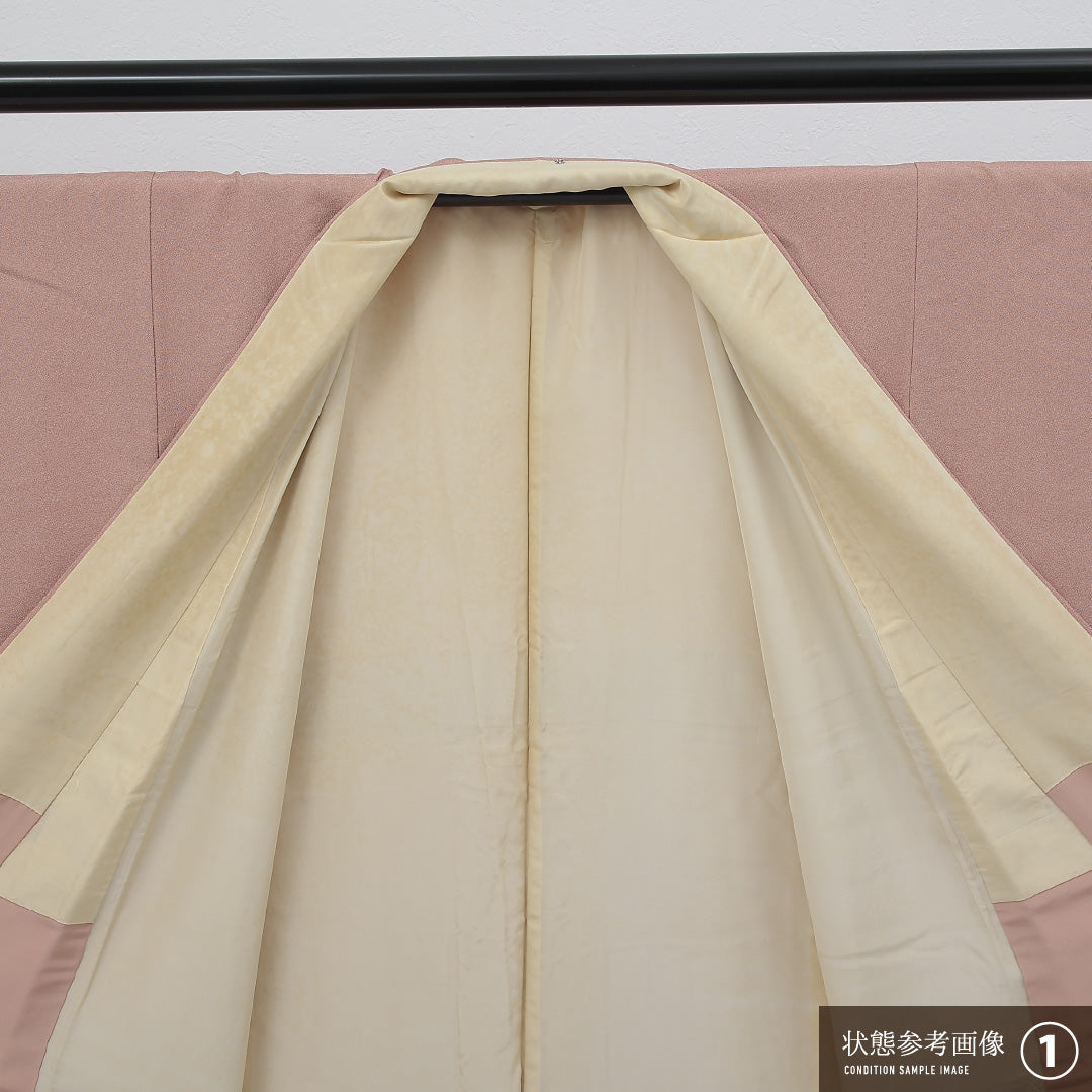江戸小紋 (鮫) 袷 身丈152cm 裄丈63cm 正絹 Aランク インフォーマル 広衿 XSサイズ ピンク系 RP 1220-17240