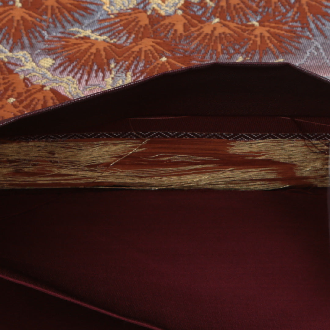 袋帯 帯丈432cm 正絹 六通 フォーマル 松 山水 茶系 1243-00342