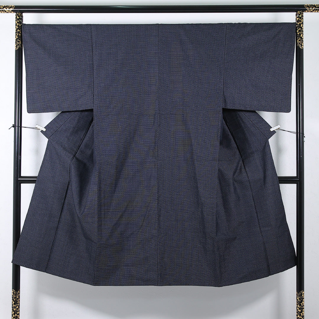 アンサンブル 男着物 (紬) 袷 身丈132cm 裄丈67cm 正絹 Bランク インフォーマル 棒衿 Lサイズ 抽象柄 紺系 RP 1224-17362