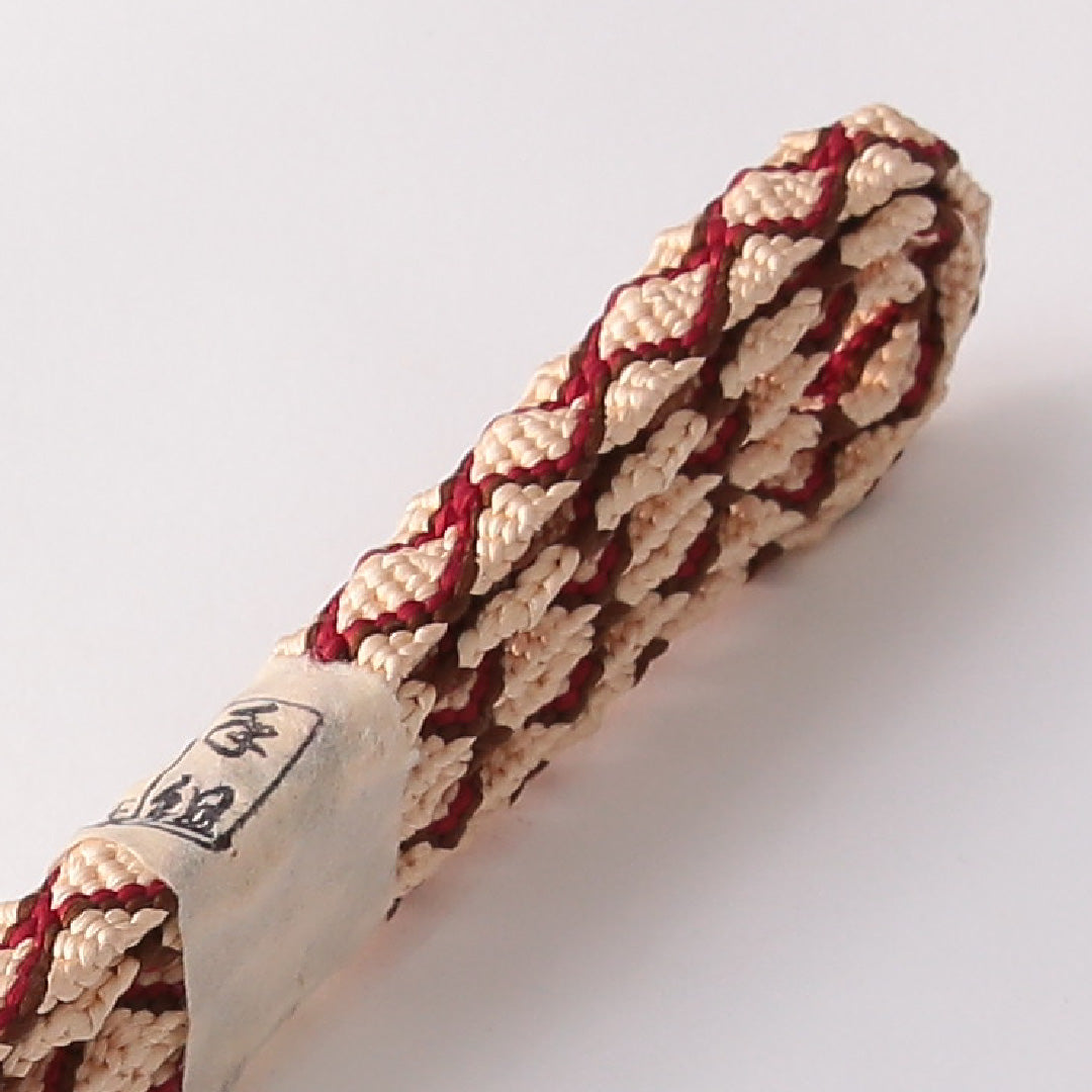 未使用品 帯締め 平組紐 唐組 正絹 ベージュ系 赤系 1251-01682