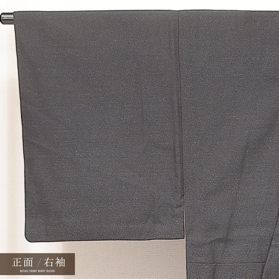 アンサンブル 洗える着物 ウールの男着物 単衣 身丈139cm 裄丈34cm ウール Sランク カジュアル 棒衿 Mサイズ 居敷当て 肩当て 無地 グレー系 RP 1224-17236