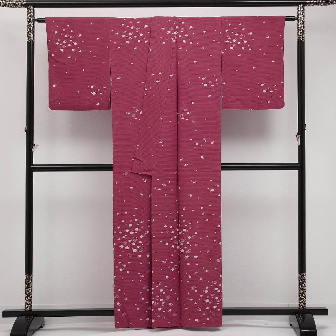 夏物 付下げ 絽 身丈158cm 裄丈65cm 正絹 Aランク インフォーマル 広衿 Mサイズ 水玉 紫系 RP 1218-17310
