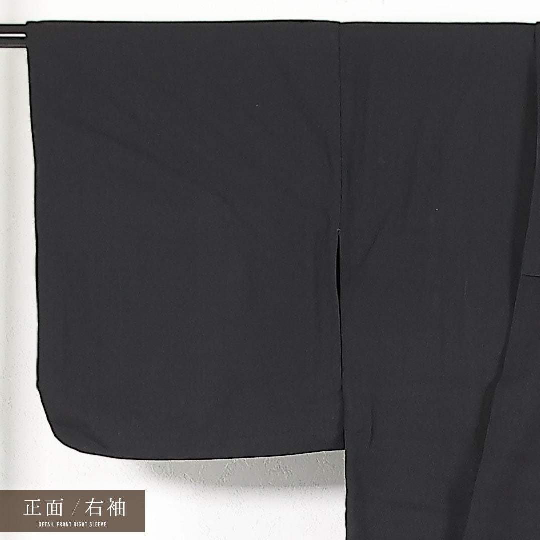 付下げ 単衣 身丈155cm 裄丈63cm レーヨン Aランク インフォーマル 広衿 Sサイズ 乱菊 黒系 M4 1218-17397