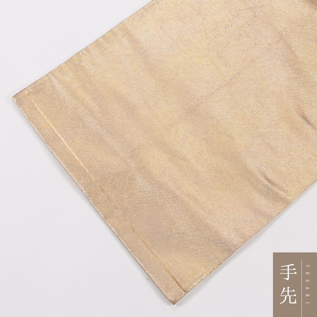 袋帯 帯丈440cm 正絹 六通 フォーマル ベージュ系 ピンク系 1243-02631