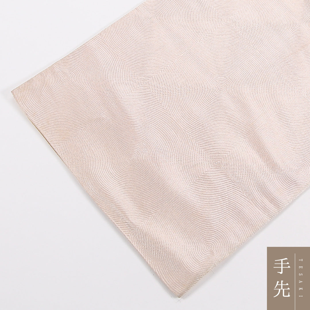 幾何学柄 袋帯 帯丈428cm 正絹 全通 インフォーマル 朱系 ピンク系 1243-02640