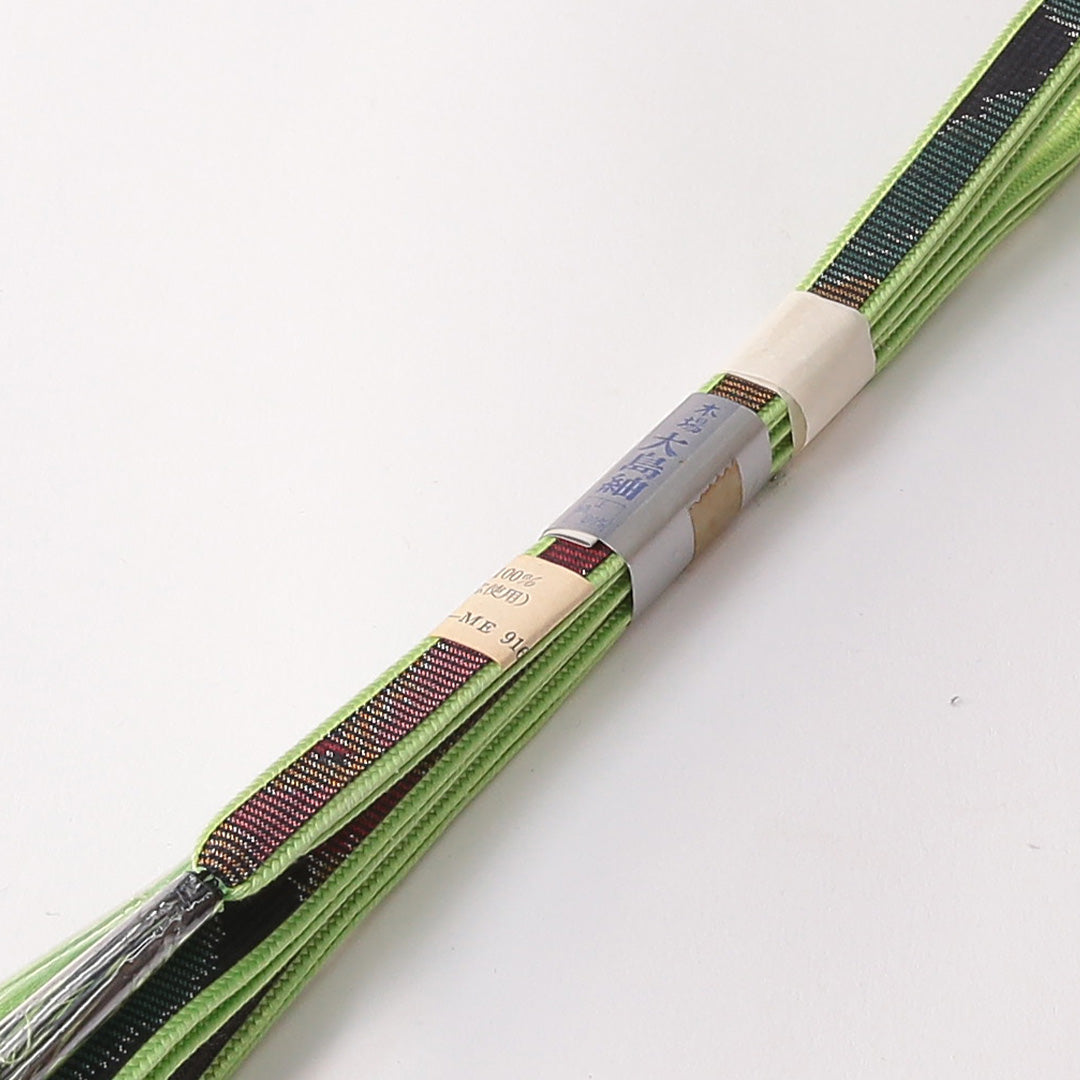 未使用品 帯締め 平組紐 大島紬 正絹 緑系 多色系 1251-01611