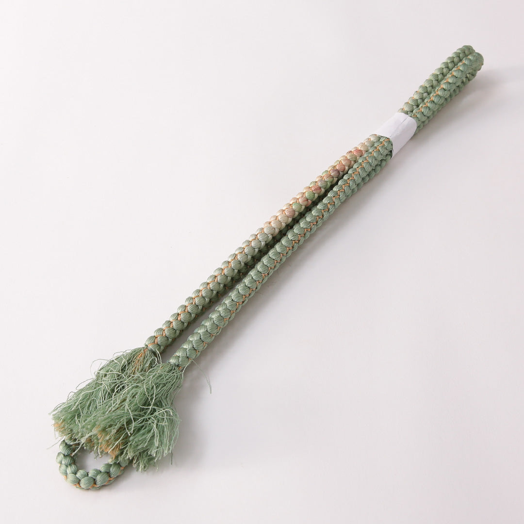 未使用品 礼装用 帯締め 丸組紐 四つ組 正絹 緑系 金系 1251-01935