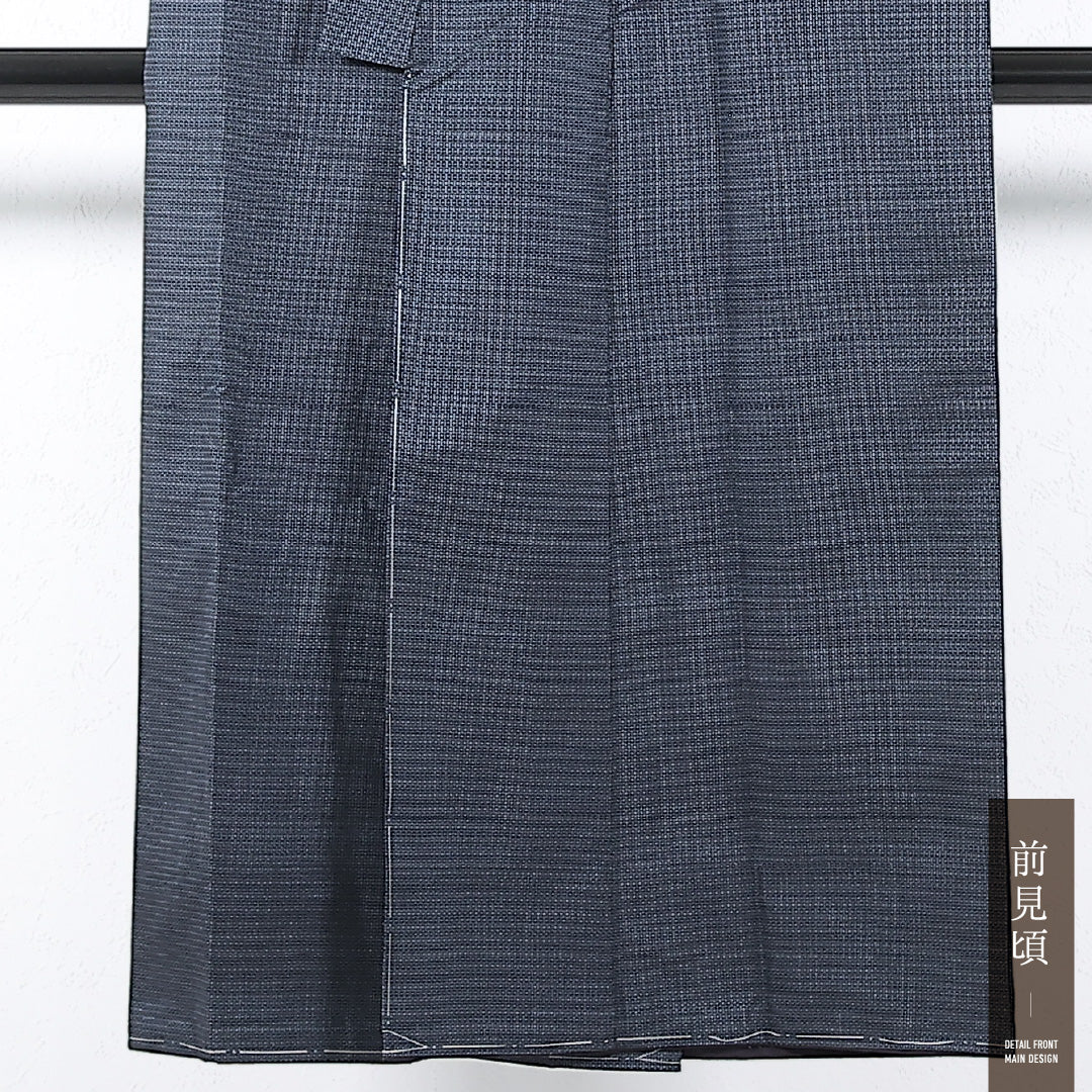 アンサンブル 男着物 (紬) 袷 身丈140cm 裄丈67cm 正絹 Sランク インフォーマル 棒衿 XSサイズ 亀甲 紺系 RP 1224-17369
