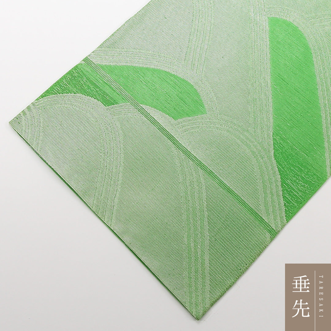 夏物 袋帯 帯丈428cm 正絹 六通 インフォーマル 遠山 緑系 1243-02476