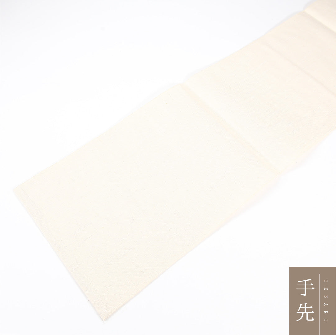 八寸名古屋帯 Sランク 帯丈364cm 正絹 六通 開き仕立て 織り カジュアル 紬 風景柄 白に近いクリーム系 RP 1245-04799