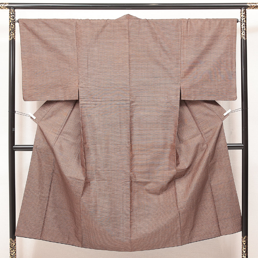 男着物 (大島紬) 袷 身丈147cm 裄丈66cm 正絹 Bランク インフォーマル 棒衿 Lサイズ 有馬 茶系 RP 1224-17188
