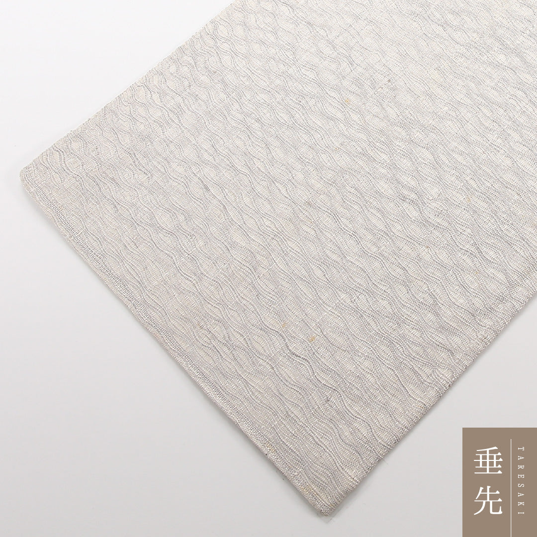夏物 袋帯 帯丈442cm 正絹 六通 インフォーマル すくい織 創作柄 グレー系 1243-02467