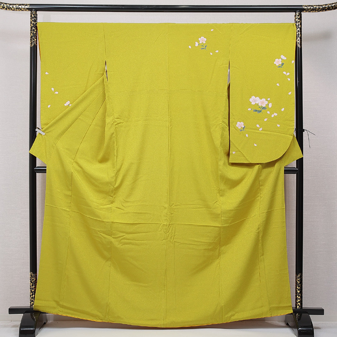 【ciru様17日までお取り置き】　振袖セット　ビタミンカラー　ゴールド リサイクル・中古 小振袖】 洗える着物 袷 身丈166cm 裄丈67cm