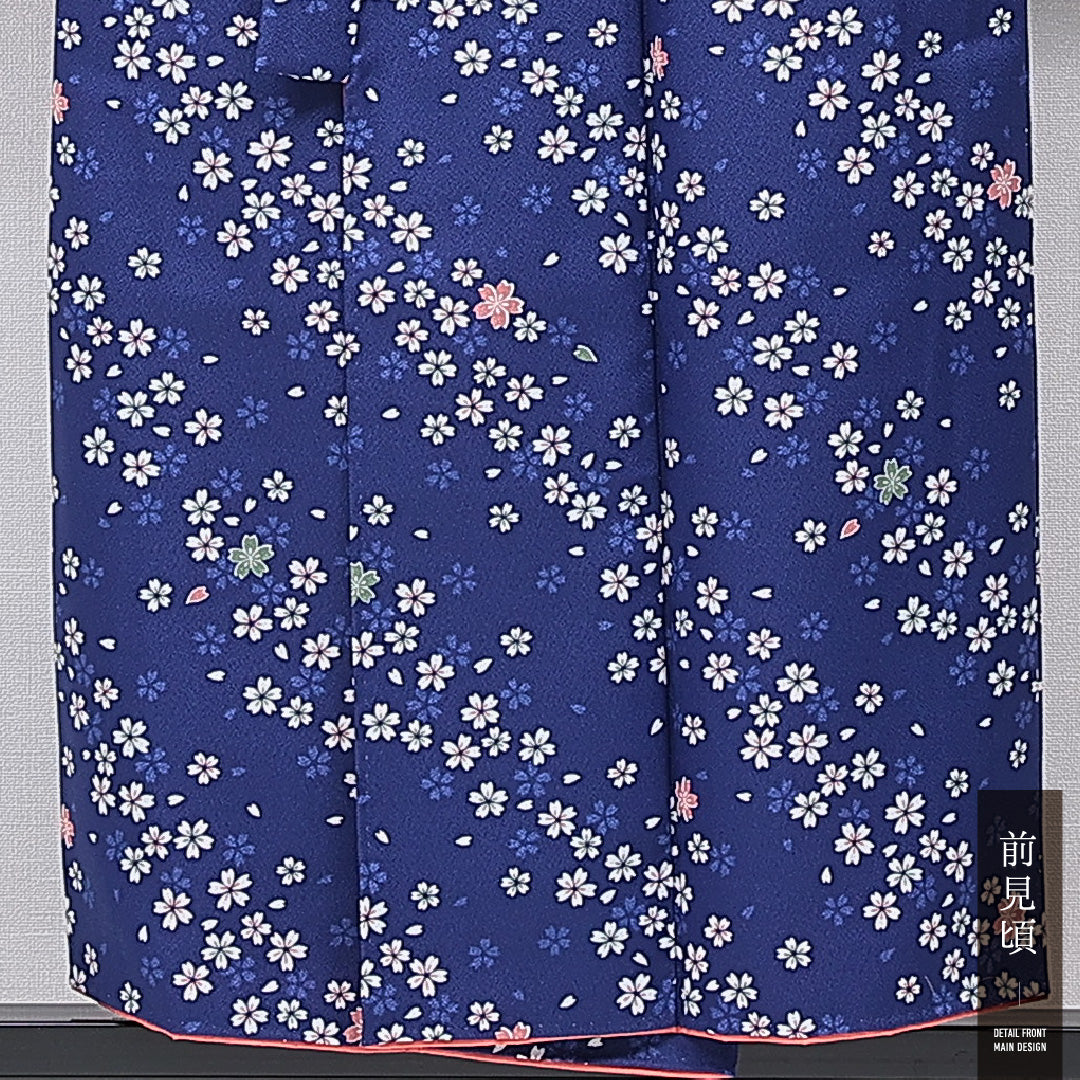 洗える着物 振袖 袷 身丈150cm 裄丈59cm ポリエステル Sランク フォーマル バチ衿 Sサイズ 花柄 紺系 RP 1215-07079