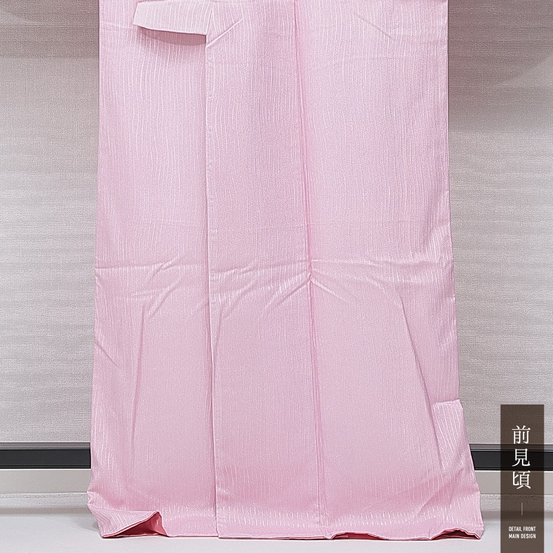 洗える着物 小振袖 袷 身丈168cm 裄丈66cm ポリエステル Sランク セミフォーマル 広衿 XLサイズ 椿 ピンク系 RP 1216-07063