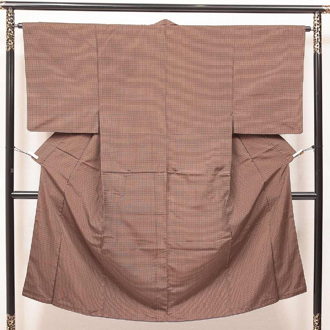 男着物 (大島紬) 袷 身丈138cm 裄丈64cm 正絹 Aランク インフォーマル 棒衿 Sサイズ 有馬 茶系 RP 1224-17190