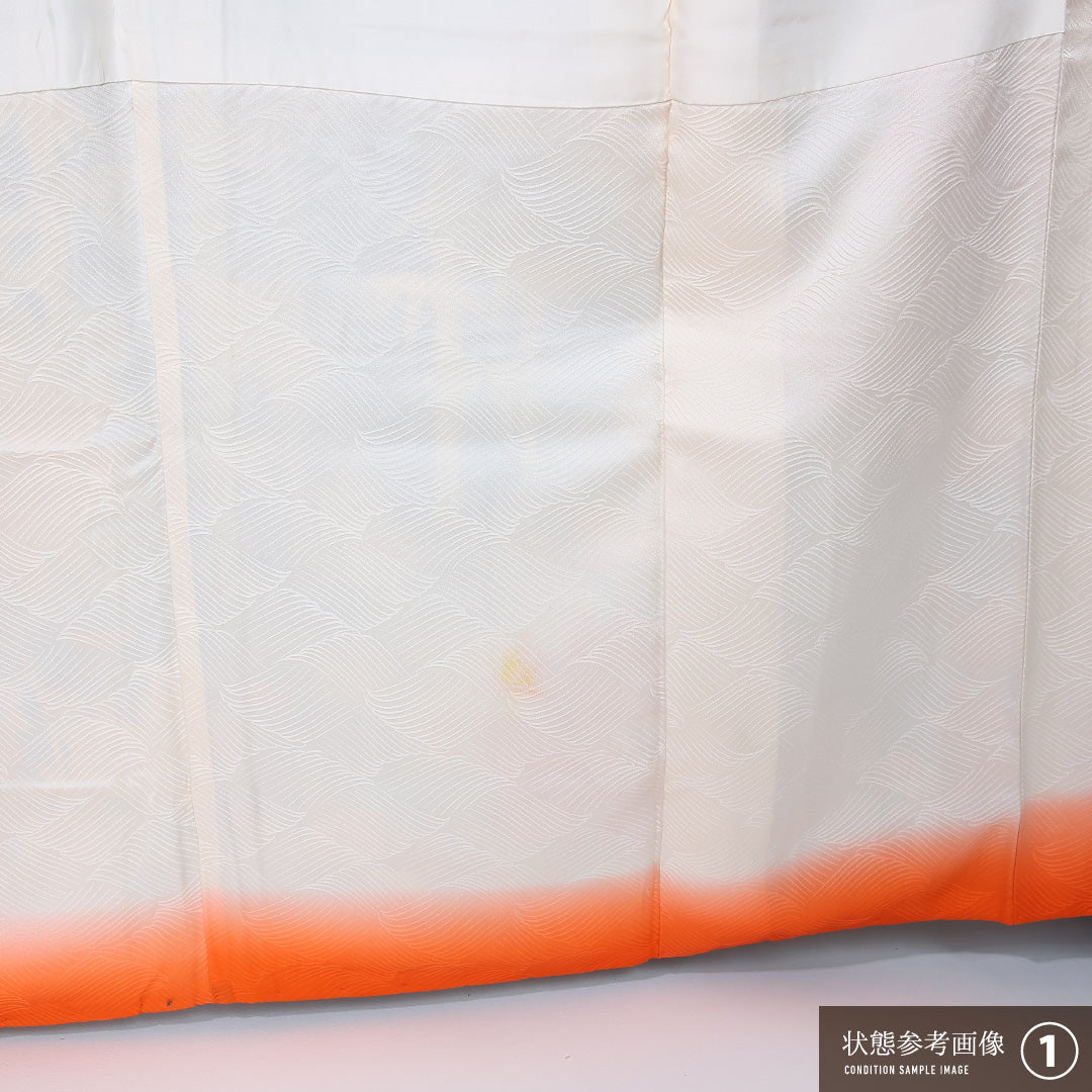振袖 身丈164cm 裄丈66.5cm Bランク 袷 正絹 M 広衿 観世水 吉祥文様 古典柄 菊 紅葉 楓 牡丹 花柄 青系 1213-F0448