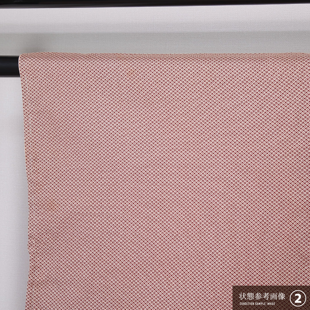 アンティーク 訪問着 袷 身丈156cm 裄丈62cm 正絹 Bランク 広衿 Mサイズ 孔雀の羽 赤系 RP 1217-12153