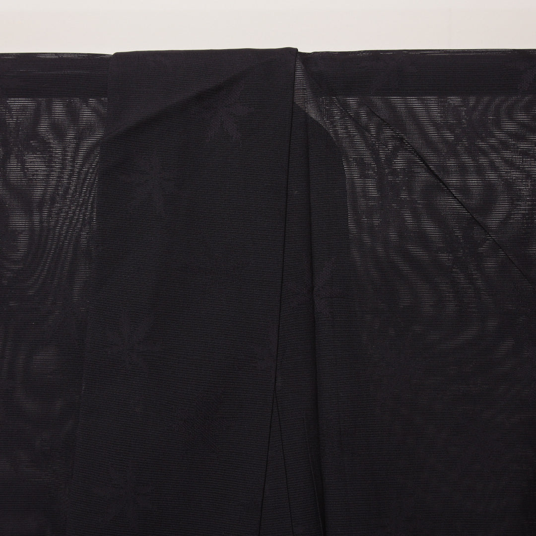 色無地 夏物 紗 身丈162cm 裄丈62cm 正絹 Aランク Lサイズ 広衿 インフォーマル 紋意匠 紅葉 紫系 1214-05253