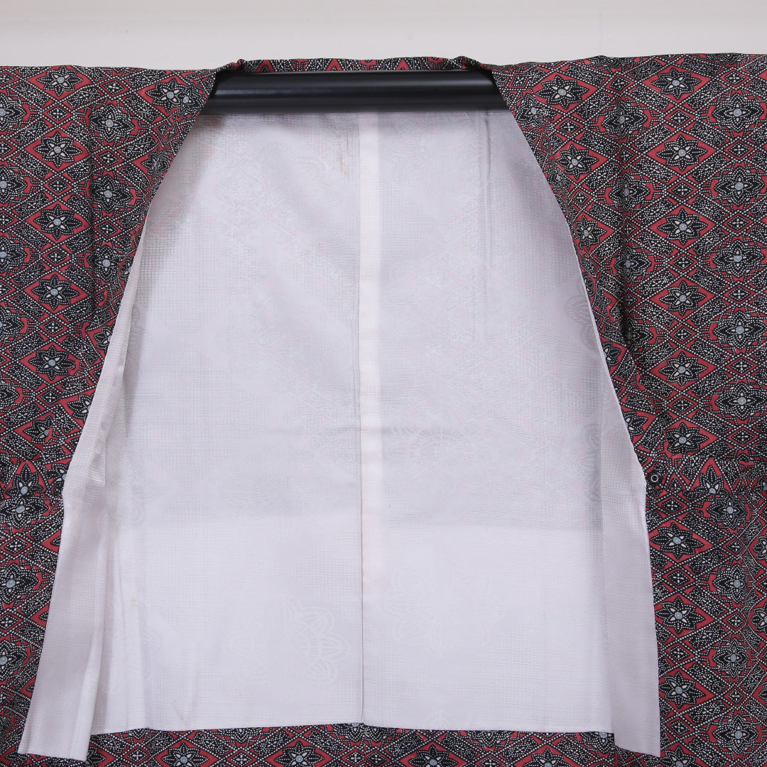 道行コート 袷 身丈79cm 裄丈60cm 正絹 Sランク Sサイズ 創作柄 黒系 RP 1237-05804