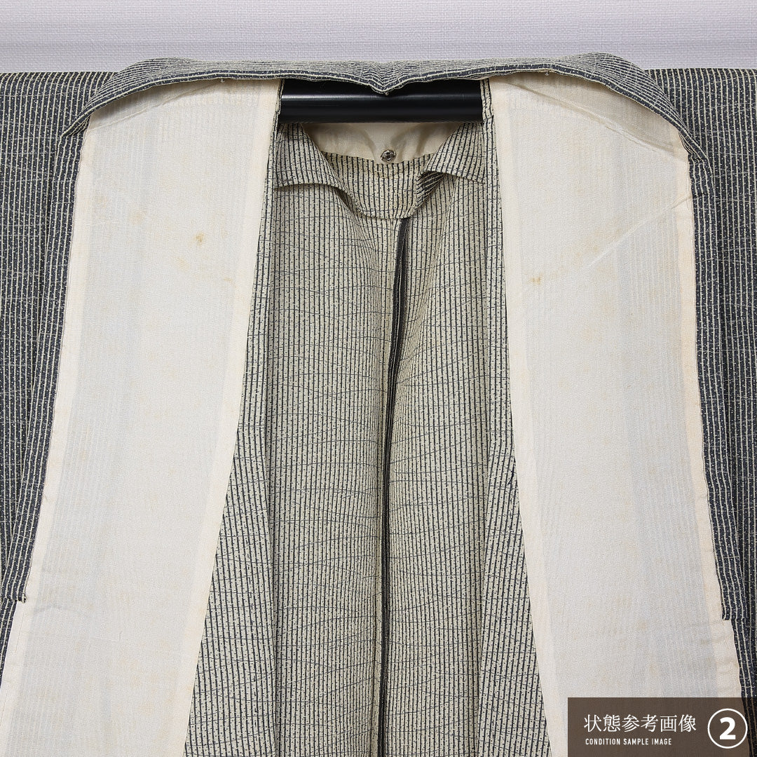 小紋 身丈153cm 裄丈60.5cm S 正絹 Bランク 単衣 広衿 芝草 1215-11029