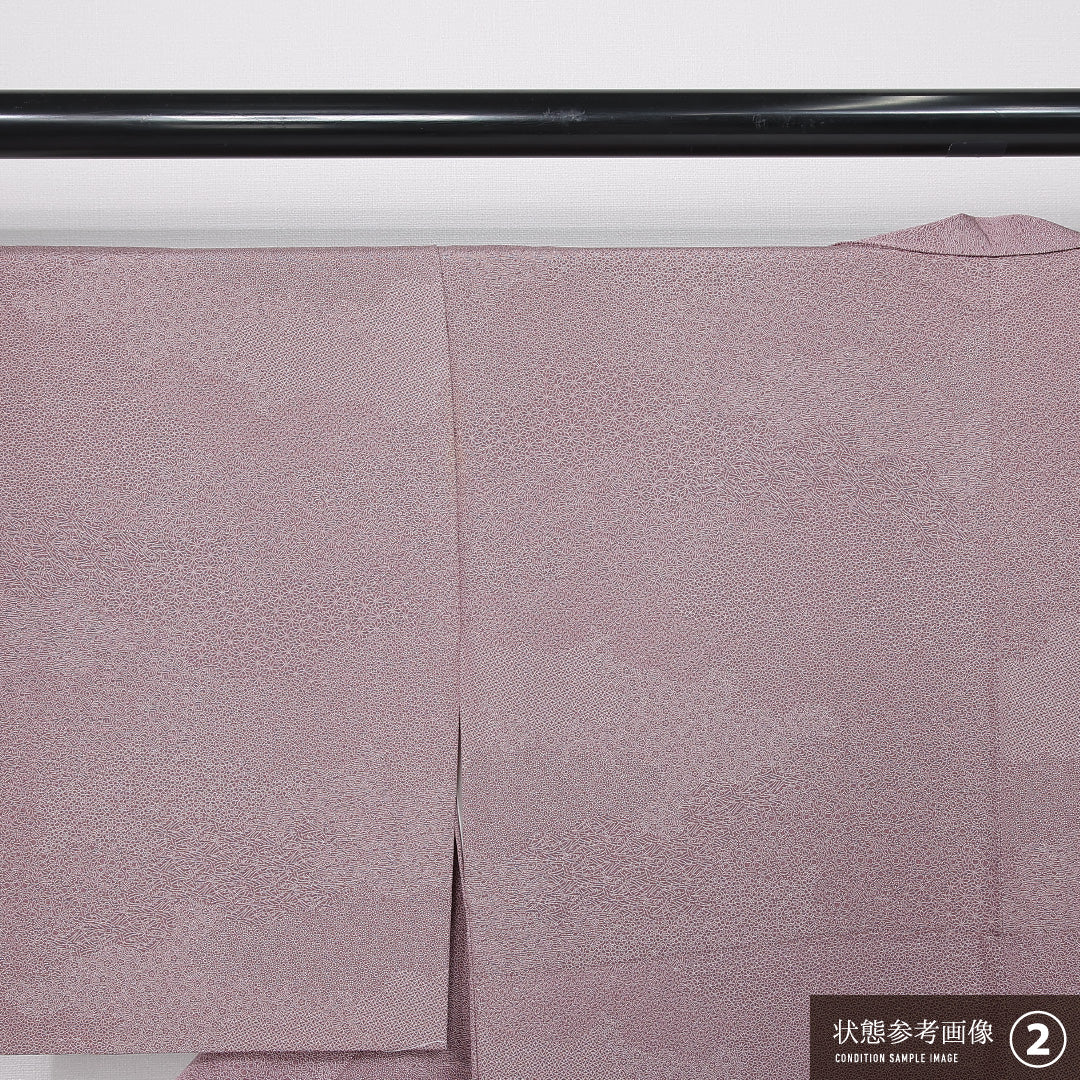 江戸小紋 身丈154cm 裄丈63.5cm Bランク S 正絹 袷 広衿 寄せ柄 カジュアル ピンク系 1262-11999