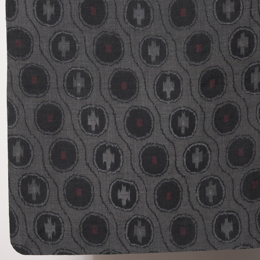 ウールの紬 洗える着物 単衣 身丈148cm 裄丈62cm ウール Bランク XSサイズ バチ衿 カジュアル 丸紋 グレー系 1216-03494