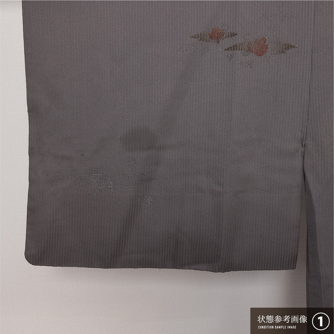 道中着 袷 身丈79cm 裄丈64cm 正絹 Bランク セミフォーマル Mサイズ 植物柄 グレー系 HP 1236-13937