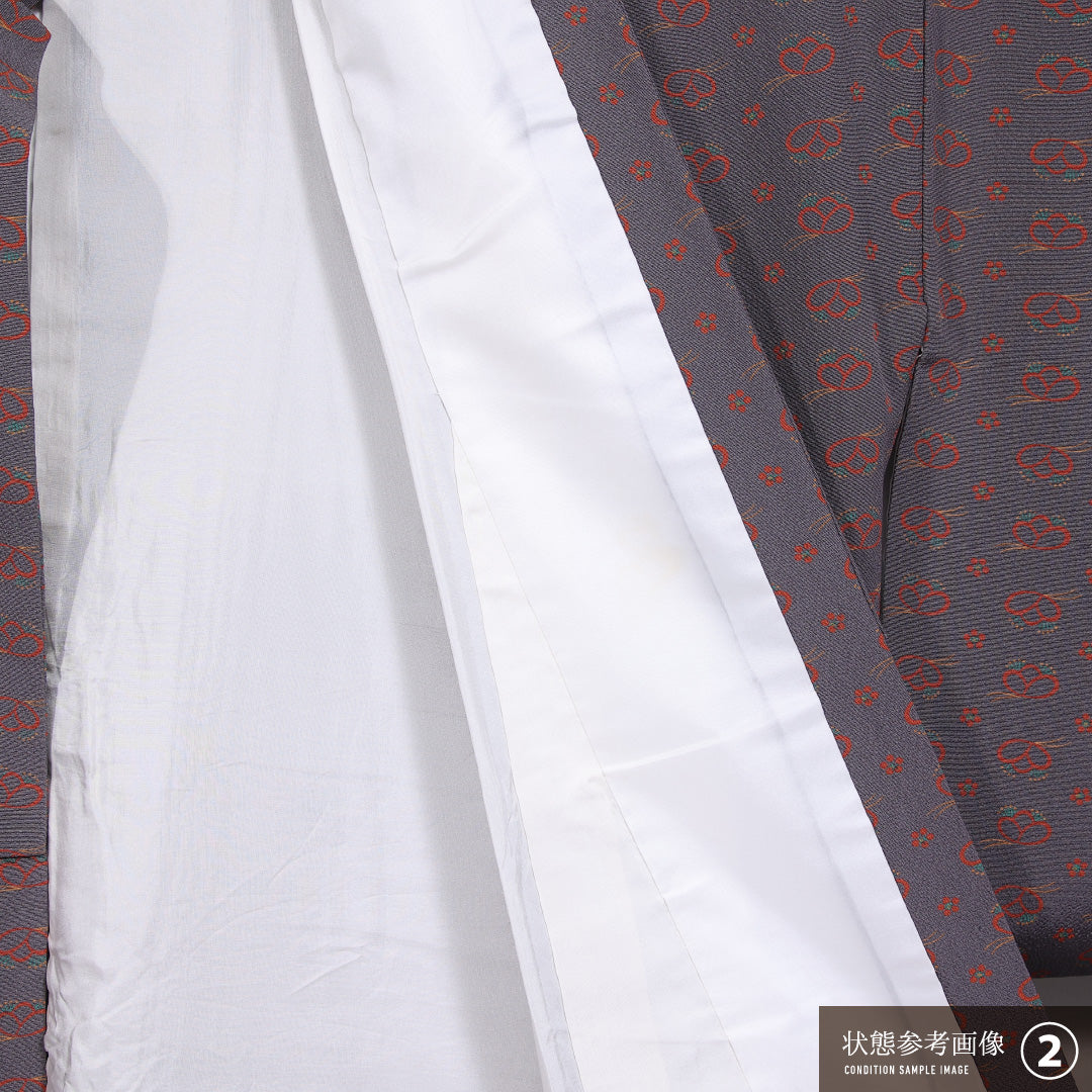 小紋 袷 身丈165cm 裄丈64cm 正絹 Bランク インフォーマル 広衿 XLサイズ 創作柄 紫系 RP 1221-11801