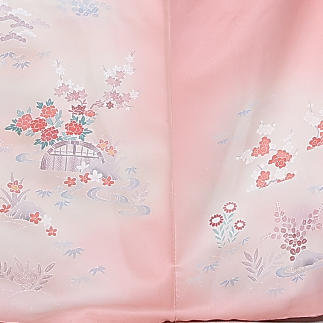 訪問着 袷 身丈168cm 裄65.5cm 正絹 流水 紅葉 牡丹 梅 菊 Aランク 1212-00751
