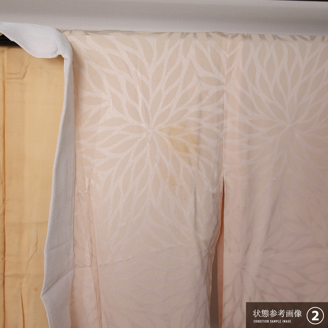 長襦袢 無双袖 身丈122cm 裄丈61cm 正絹 Bランク Sサイズ 菊 ピンク系 RP 1239-12679