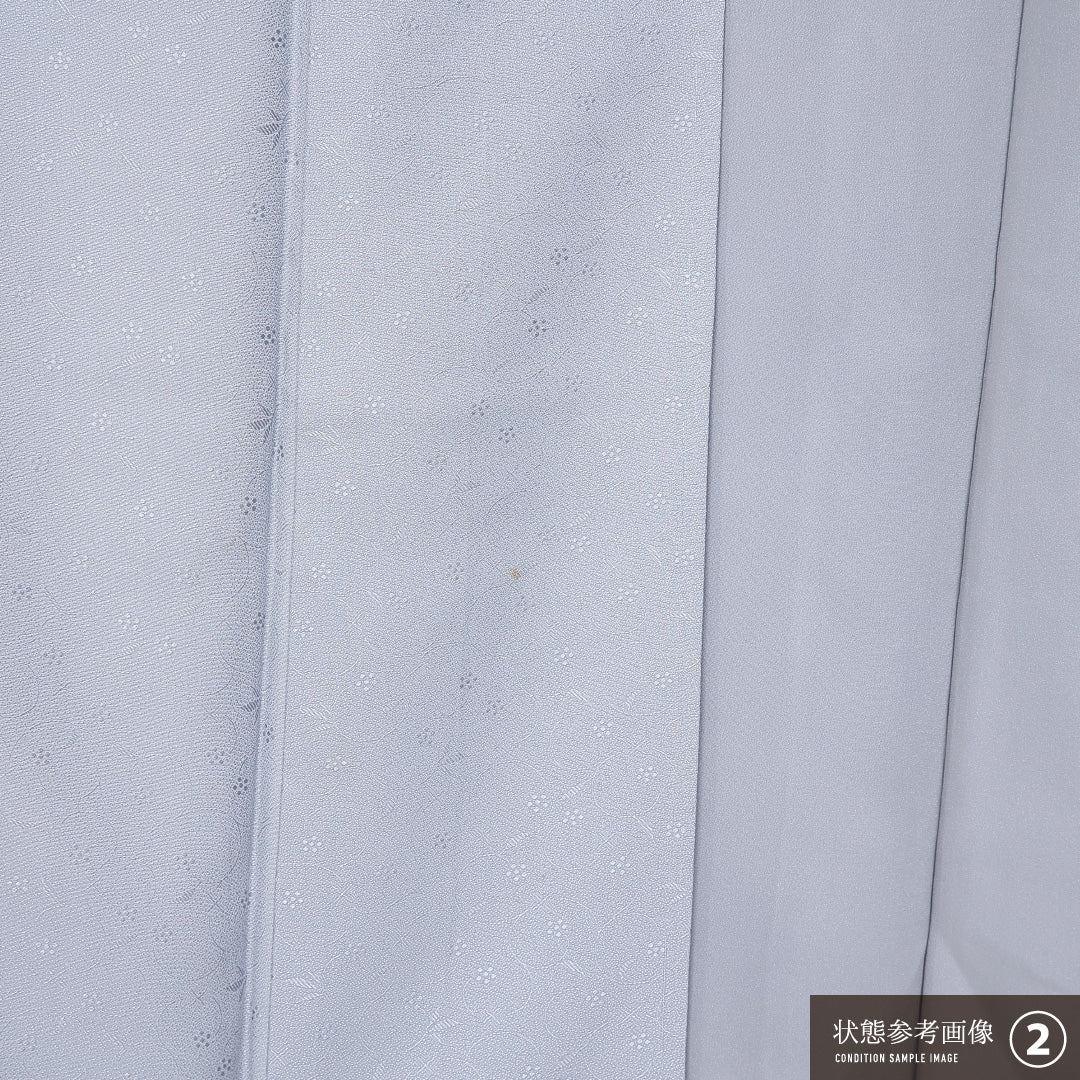 色無地 袷 身丈154cm 裄丈61cm 正絹 Bランク 一つ紋 紋意匠 (花柄) セミフォーマル 広衿 Sサイズ 加賀友禅 藤村加泉 作家物 落款 無地 グレー系 RP 1219-11221