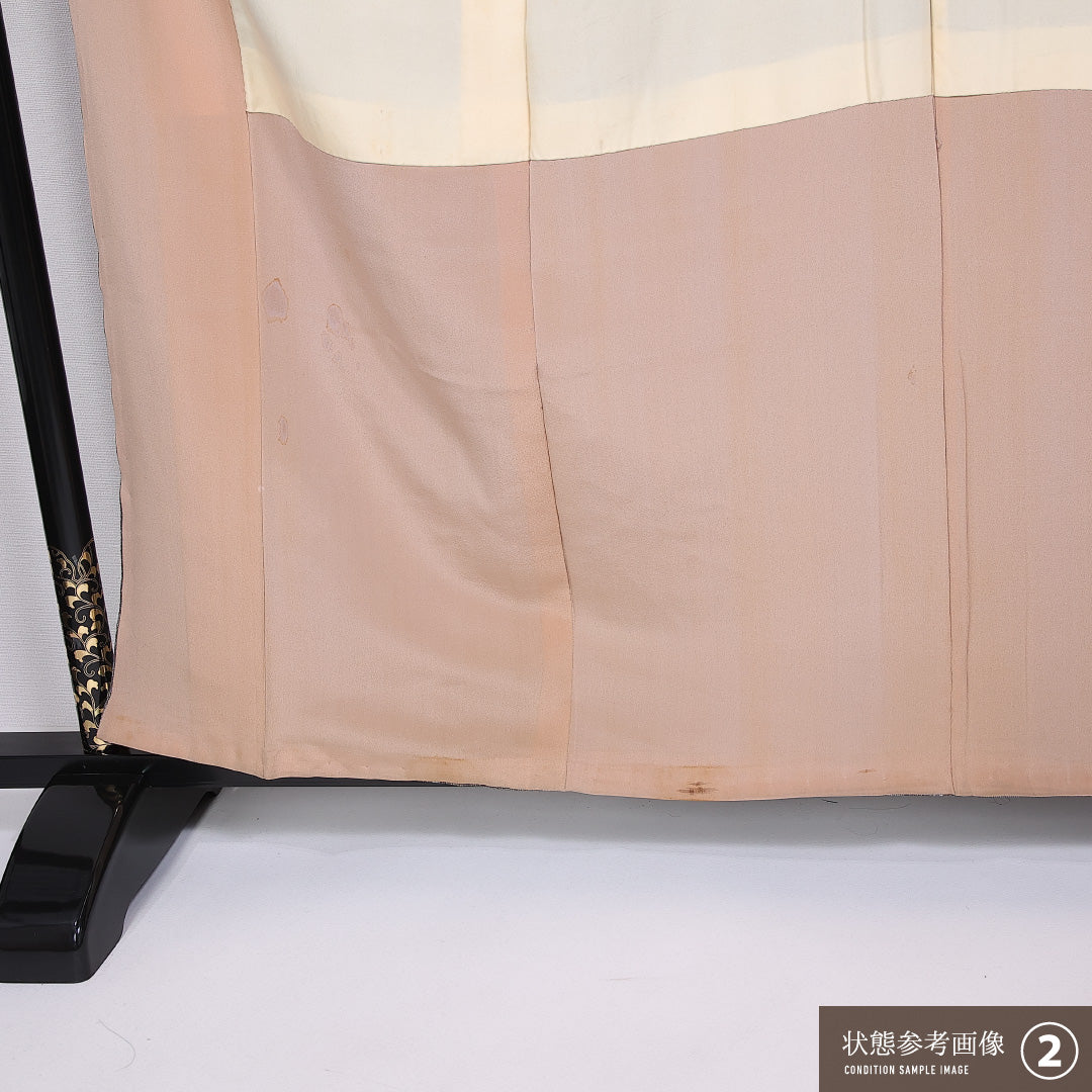小紋 袷 身丈160cm 裄丈65cm 正絹 Aランク インフォーマル 広衿 Lサイズ アラベスク文様 グレー系 RP 1221-11356