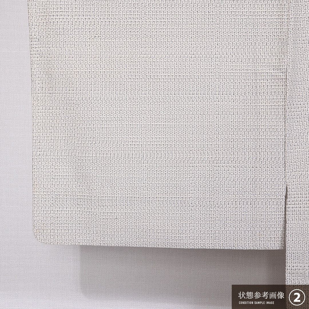 紬 単衣 身丈144cm 裄丈61cm 正絹 Aランク カジュアル バチ衿 XSサイズ 十字亀甲 クリーム系 M4 1223-11297