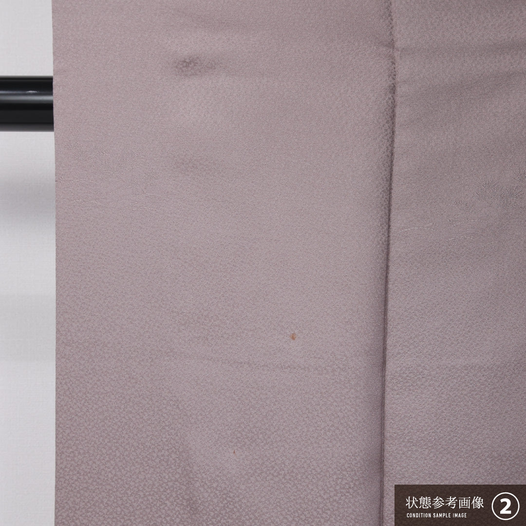 色無地 袷 身丈150cm 裄丈62cm 正絹 Aランク 紋意匠 (創作柄) インフォーマル 広衿 Sサイズ 茶系 RP 1219-11440