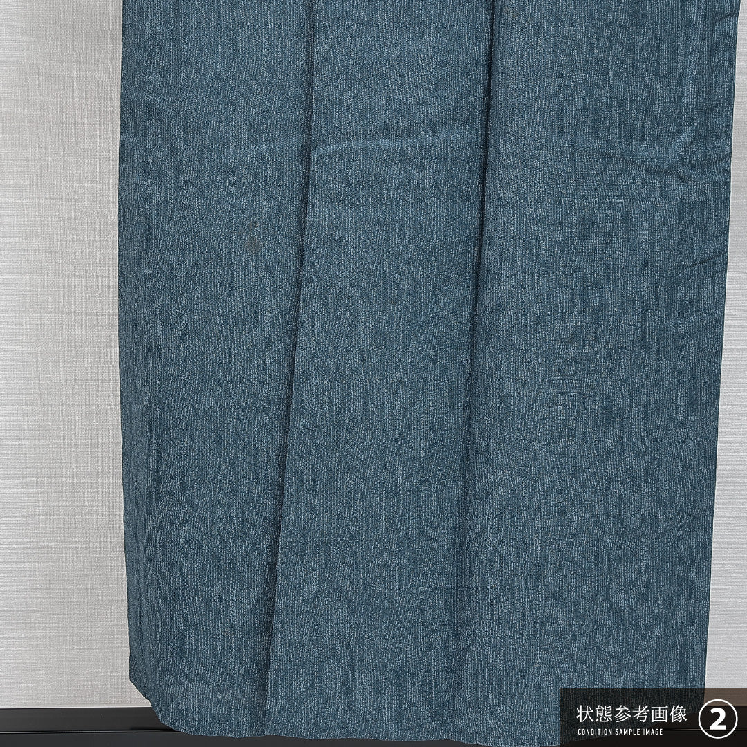 小紋 単衣 身丈150cm 裄丈62cm 正絹 Bランク インフォーマル バチ衿 Sサイズ 無地 青系 HP 1221-14796
