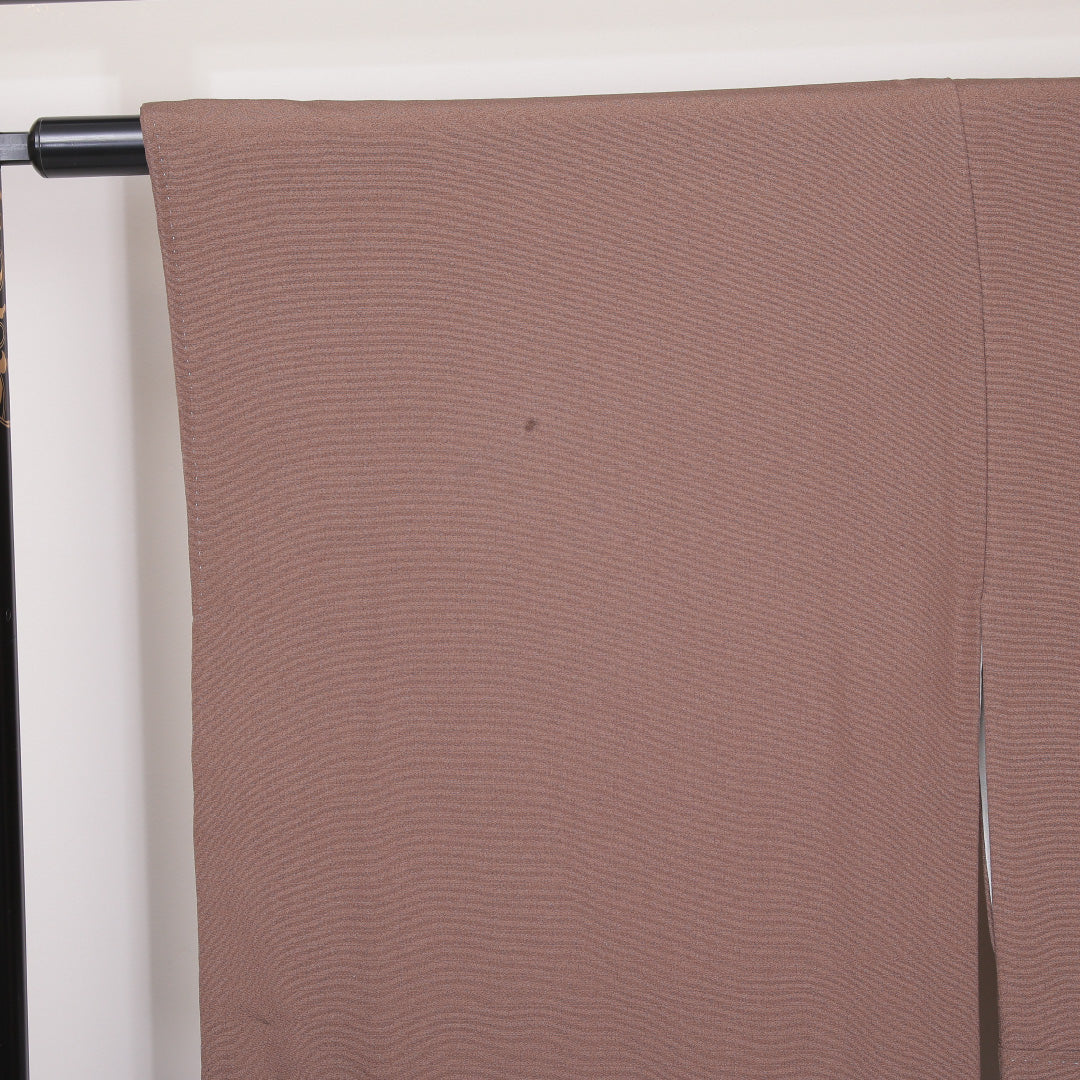 色留袖 一つ紋 丸に蔦 身丈162cm 裄丈65.5cm Bランク 正絹 袷 広衿 L 作家物 落款 金彩 童 人物 セミフォーマル 茶系 1211-F0265