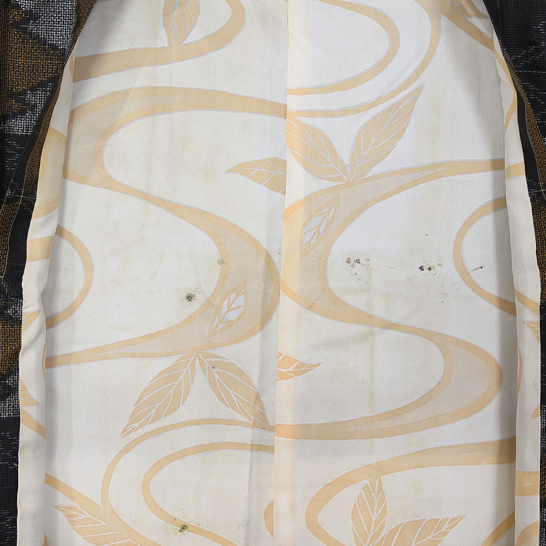 道行コート (大島紬) 袷 身丈85cm 裄丈63cm 正絹 Aランク インフォーマル Sサイズ 松皮菱 黒系 RP 1237-10781