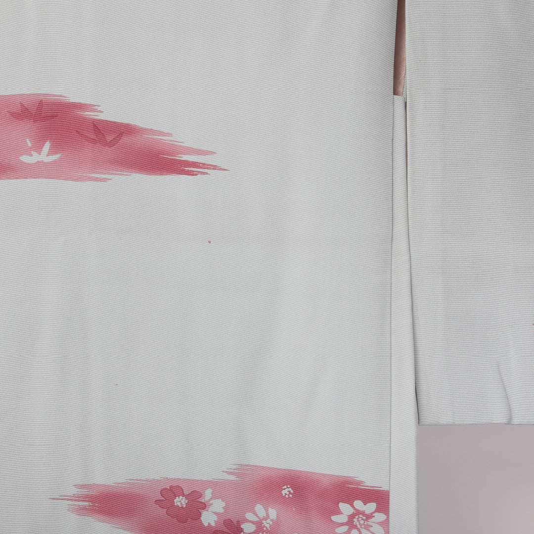 羽織 袷 身丈84cm 裄丈63cm 正絹 Cランク カジュアル Sサイズ 菊 紅葉 グレー系 HP 1232-06122