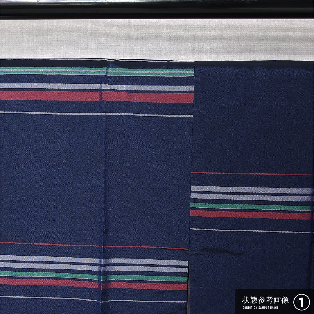 道行コート 袷 身丈84cm 裄丈63cm 正絹 Aランク セミフォーマル Sサイズ ポケットあり 創作柄 青系 RP 1237-12710