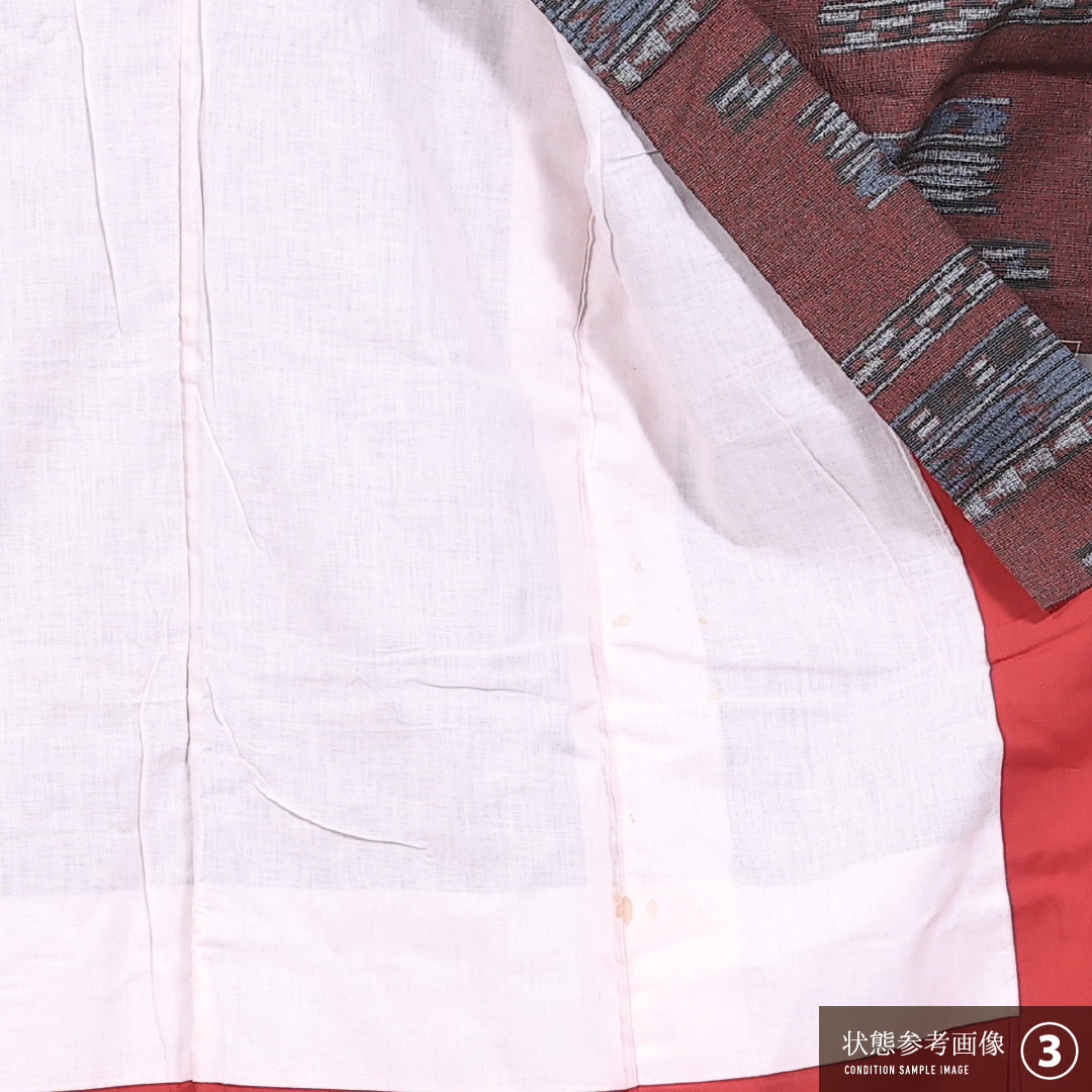 小紋 袷 身丈147cm 裄丈60cm 正絹 Sランク インフォーマル 広衿 XSサイズ 創作柄 茶系 RP 1221-11632