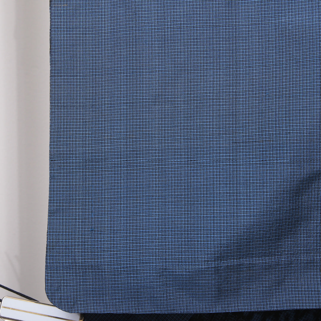 紬 単衣 身丈151cm 裄丈62cm 正絹 Bランク Sサイズ バチ衿 カジュアル 市松 青系 1216-03505