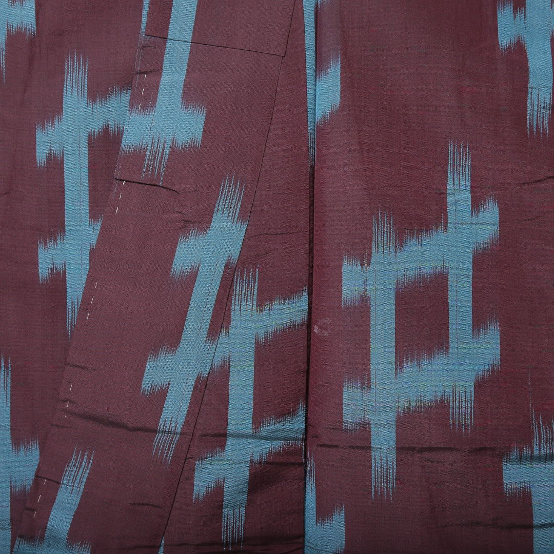 アンティーク 紬(銘仙) 袷 身丈148cm 裄丈61cm 正絹 Cランク XSサイズ 広衿 井絣 紫系 1216-03512