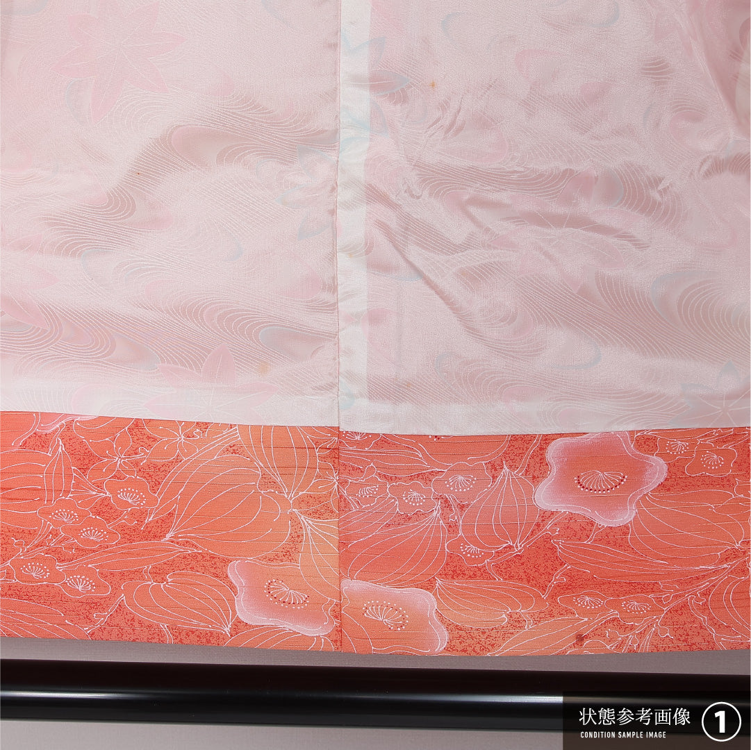 羽織 身丈80cm 裄丈64cm Aランク M ポリエステル 洗える着物 袷 梅 カジュアル ピンク系 1217-12072
