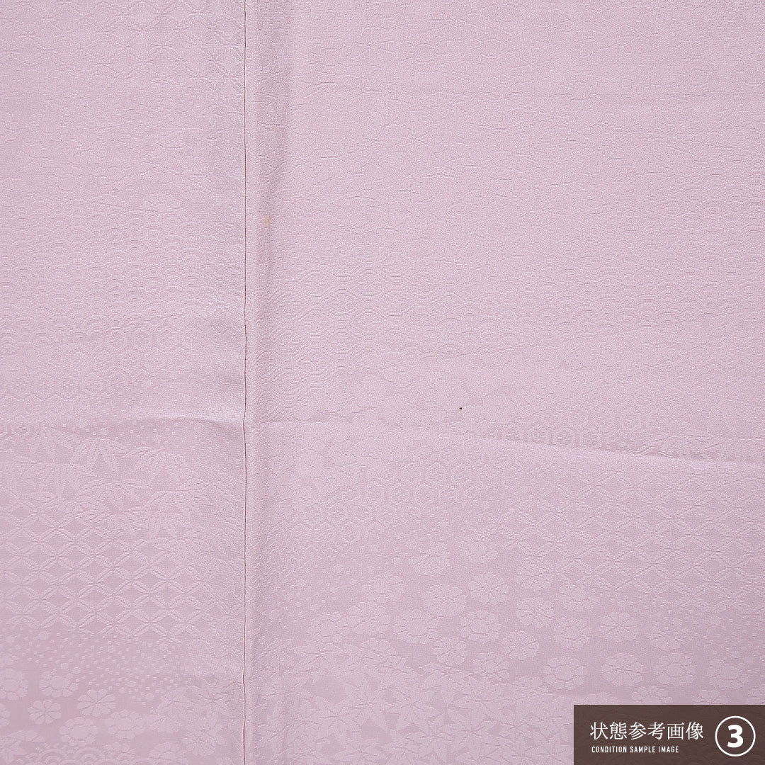 色無地 袷 身丈163cm 裄丈64cm 正絹 Bランク インフォーマル 広衿 Lサイズ 紋意匠 (吉祥文様) 無地 ピンク系 HP 1219-11228