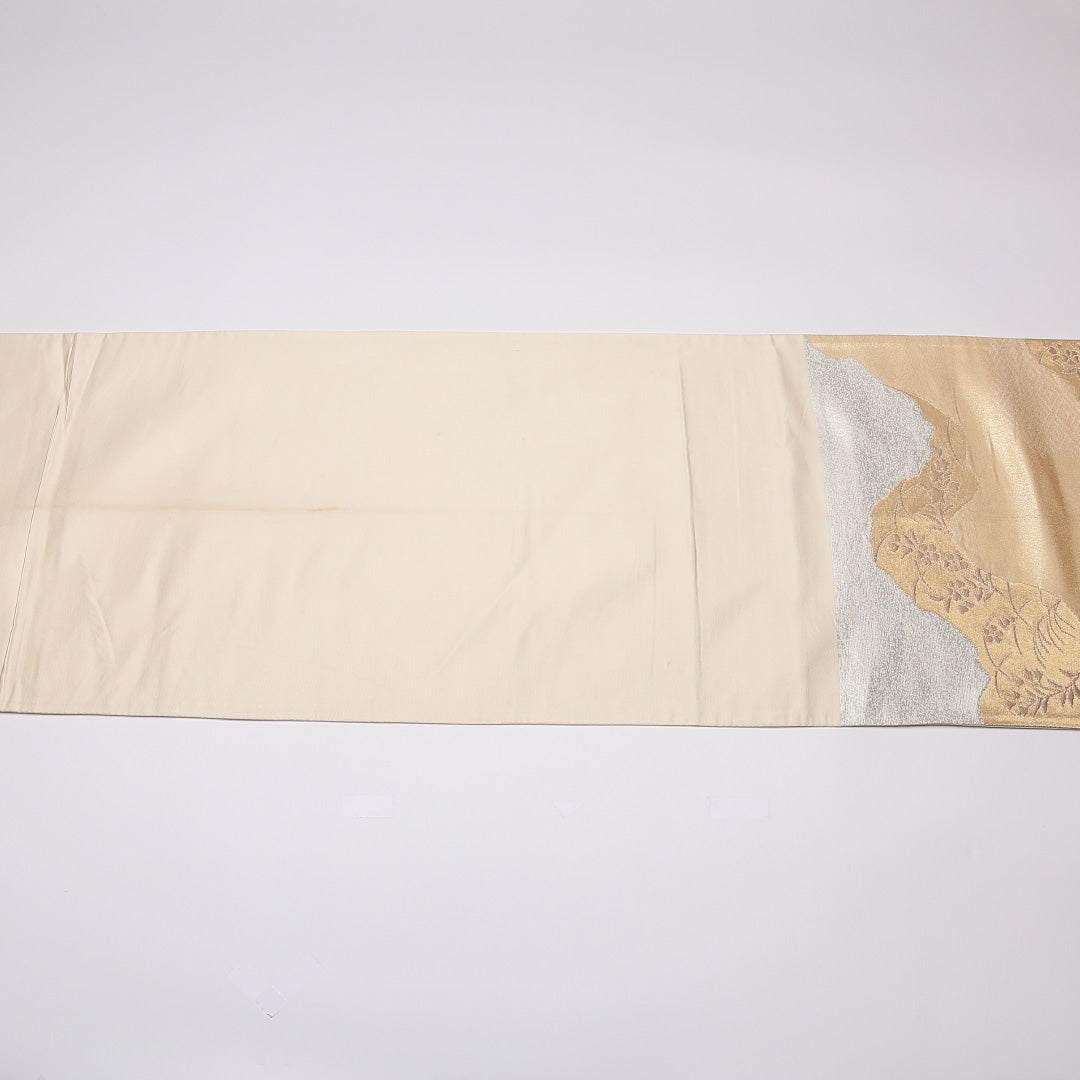 袋帯 帯丈420cm 正絹 六通 フォーマル 佐賀錦 道長取り 金系 1243-01099