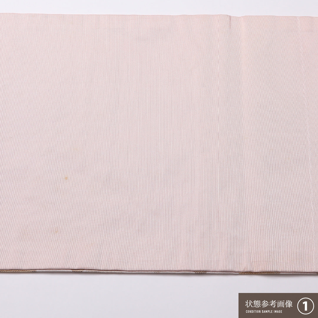九寸名古屋帯 Bランク 帯丈360cm 正絹 六通 名古屋仕立て 織り インフォーマル 幾何学柄 ピンク系 RP 1245-02515